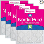 Nordic Pure 12x12x1 (Actual Size: 11 3/4 x 11 3/4 x 3/4) Tru Mini Pleat MERV 13 AC Furnace Air Filters – 2.5X More Media for Longer-Lasting, High-Efficiency Filtration - 4 Pack