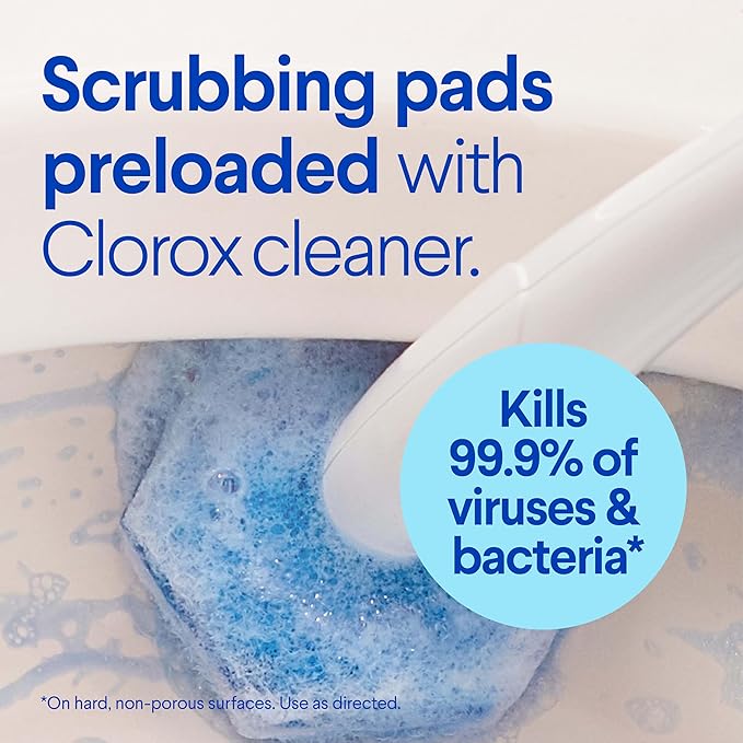 Clorox ToiletWand Toilet Bowl Cleaner- Toilet Brush, Storage Caddy and 6 Disinfecting Refill Heads