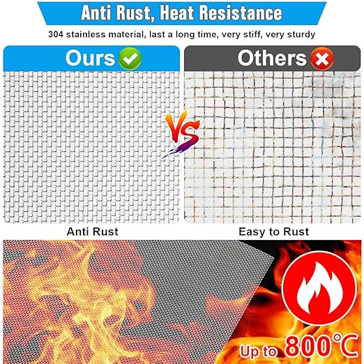 Valchoose 2PACK Stainless Mesh Screen 12”X24”(305mmX610mm), 20 Mesh 304 Steel Woven Wire Mesh, 1mm Hole Sturdy Easy to Cut Never Rust for Window Screen, Vent, Cage, Garden