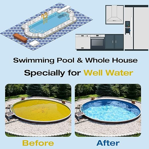 H&G Lifestyles Whole House Water Filter System,Iron Filter for Well Water,2-Stage Water Softener Filtration System, Eliminate Sulfur Smell in Well Water,10" x 4.5" Cartridge,1" Barb Brass Adapter