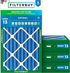 Filterbuy 12x25x4 Air Filter MERV 13 Optimal Smoke & Allergy Defense (4-Pack), Electrostatic Pleated HVAC AC Furnace Filters Replacement, Made in USA (Actual Size: 11.50 x 24.50 x 3.63)