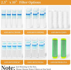 Geekpure 10-Inch Whole House Slim Water Filter Housing with Pressure Relief Valve - 3/4" NPT Brass Port-Fit for 2.5" x 10" Filters-Clear Pack of 3