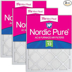 Nordic Pure 20x25x1 (Actual Size: 19 1/2 x 24 1/2 x 3/4) Tru Mini Pleat MERV 13 AC Furnace Air Filters – 2.5X More Media for Longer-Lasting, High-Efficiency Filtration - 3 Pack