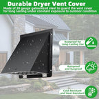 4 Inch Dryer Vent Cover Outside with Mesh & Cushioned Flap,Metal Wall Vent Exhaust Vent Cover,Exterior Dryer Vent Hood Wall Mount Extractor Vent,Outdoor Dryer Vent Cover for Laundry AC Air Vents-Black
