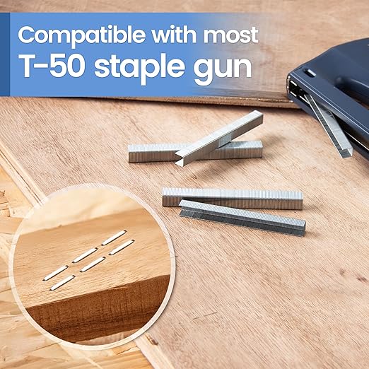meite T-50 Staple Gun Staples, 3/8 Inch Heavy Duty Staples, Galvanized 20 Gauge 3/8 Inch Crown Staple for Upholstery, Construction, Furniture (5 Boxes)