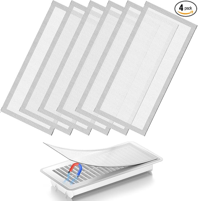 6-Pack White Magnetic Vent Covers 5x13 Inch - Universal Fit for Floor, Wall & Ceiling Registers (5"-6" Width x 13"-14"Length) | High Airflow Mesh Design | Tool-Free Easy Installation