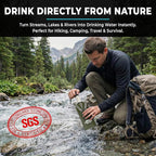 2-Pack Tactiko Survival 20oz/600ml Filtered Water Bottle Kit - Purify 265 Gal. Water from Rivers, Lakes & Streams - SGS Certified - UF Membrane, Activated Carbon - Camping, Emergency (Green/Black)