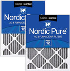 Nordic Pure 12x12x1 (Actual Size: 11 3/4 x 11 3/4 x 3/4) Furnace Air Filters MERV 12 Pleated Plus Carbon 2 Pack