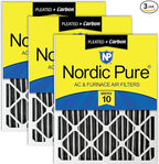 Nordic Pure 20x25x2 (Actual Size: 19 1/2 x 24 1/2 x 1 3/4) Furnace Air Filters MERV 10 Pleated Plus Carbon 3 Pack