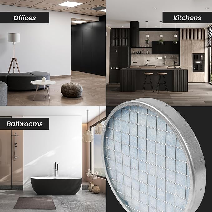 8" Inch Filter Replacement - Round Duct Filter System - G4 Class Filter and Mesh Screen - Dust Collection and Air Purification