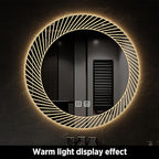 31.5 Inch LED Round Bathroom Mirror,Wall Mounted Multifunction Bathroom Vanity Mirror with Led Three-Color Light and Demister Pad, Circular Wall Mounted Vanity Mirror for Home Bathrooms,Shopping Malls