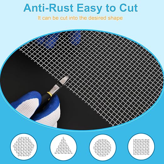 4 Pcs 13x9 (33cmx23cm) 5 Mesh 304 Stainless Steel Wire Mesh Sheet, Rustproof Metal Mesh Sheet Screen for DIY Crafts, Vent Covers, Garden Fencing, Window Protection & Industrial Filters