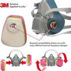 3M P100 Respirator Cartridge/Filter 60926, 1 Pair, NIOSH, Helps Protect Against Organic Vapors, Acid Gases, Ammonia Methylamine, Formaldehyde and Particulates