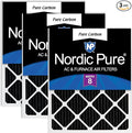 Nordic Pure 20x20x1 (Actual Size: 19 1/2 x 19 1/2 x 3/4) Pure Carbon Pleated Odor Reduction Furnace Air Filters 3 Pack