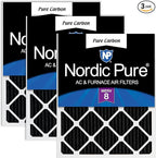 Nordic Pure 16x20x1 (Actual Size: 15 1/2 x 19 1/2 x 3/4) Pure Carbon Pleated Odor Reduction Furnace Air Filters 3 Pack