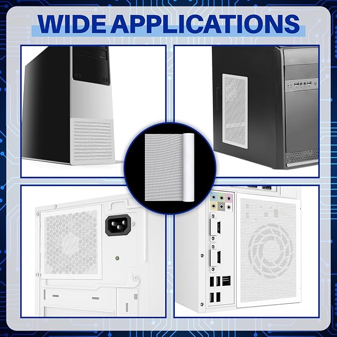Woanger 1 Pcs 1000 x 300 mm DIY PC Case Dust Filter PC Fan Mesh Filter Air Vent Covers PVC Dustproof Cover with Magnetic Sticker for Computer Chassis Speaker and More, 0.03 Inch Hole