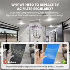 4-PACK RV AC Filter RV Air Filters Replacement for Air Conditioner Vent, Washable AC Filter 12.875 x 5.5 for Camper Vent MERV 6 AC 160g