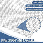 uxcell 8 Mesh 118" x 10" Woven Wire Mesh, 316 Stainless Steel Air Vent Filter Screen, Window Screen Mesh for DIY Projects Vents Cover Filtration Animals Fence