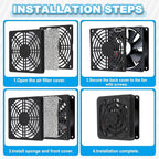 PATIKIL 50mm Fan Filter Grill, 12 Pcs Plastic Ventilation Dustproof Grill Covers Cooling Ventilator with Screws for Industry Workshop Computer Case Refrigerators Air Conditioning, Black