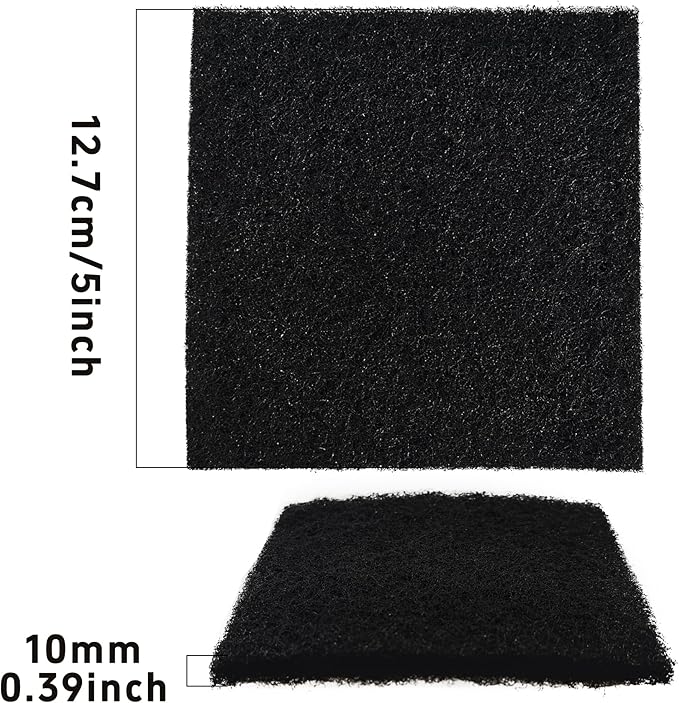 6PCS 5” Square Compost Bin Charcoal Filters, 0.4” Thick Activated Carbon Filters for Kitchen Countertop Compost Pail, Home Bucket Filter Replacements