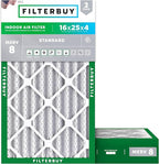 Filterbuy 16x25x4 Air Filter MERV 8 Essential Dust & Allergy Defense (2-Pack), Electrostatic Pleated HVAC AC Furnace Filters Replacement, Made in USA (Actual Size: 15.50 x 24.50 x 3.63)