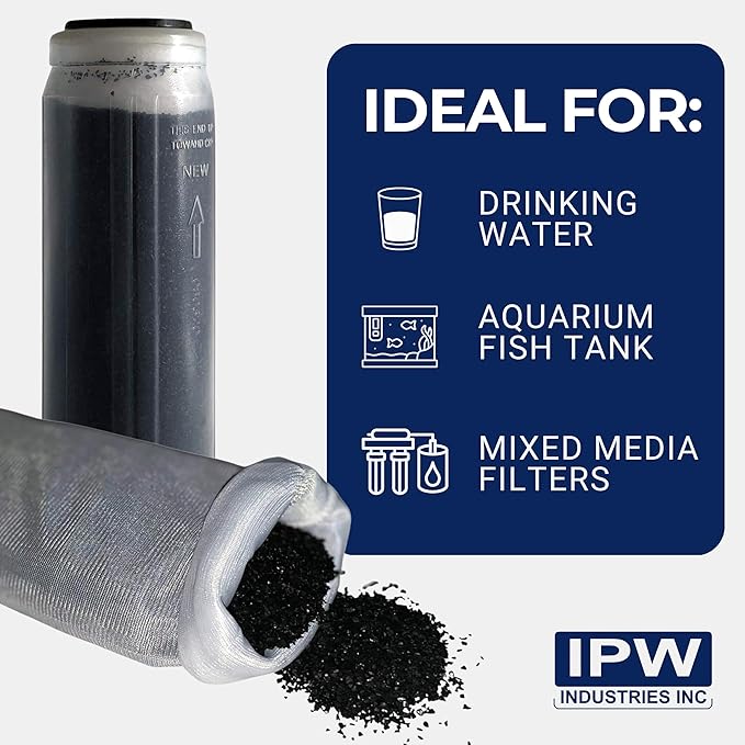 IPW Industries Bulk Activated Carbon - Coconut Shell Granular Activated Charcoal (GAC) for Water Filtration - Replacement Media for Pre and Post Carbon Water Filters (2 lbs)