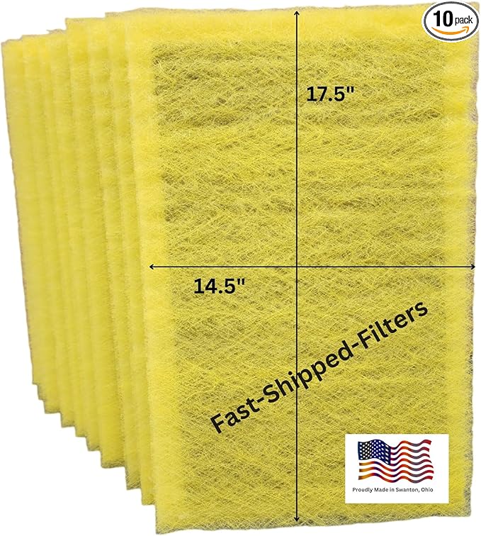 Fast-Shipped-Filters 10 Pack 20x20 Replacement Filter Pads Compatible with MicroPower Guard One Hour Air Cleaner Refill Yellow (10, White, 20x20)