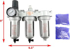 1/4" NPT MID FLOW Filter Regulator Coalescing Desiccant Dryer System For Compressed Air Lines, Poly Bowls, Great For Paint Spray And Plasma Cutter (MANUAL DRAIN)