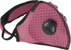ASA Techmed Reusable Dual Air Breathing Valve Face Mask Cover with Activated Carbon Filter (Pink Cycling)