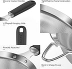 U-Taste Medium Fine Mesh Strainer: 18/8 Stainless Steel 4.73in 30 Mesh Kitchen Food Sieve with Sturdy Riveted Silicone Handle, Heavy Duty Deep Handheld Metal Colander for Rice, Quinoa, Flour (Black)