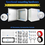 Outdoor Electrical Box, Steel Junction Box 12 x 12 x 8'', NEMA 4X Electrical Enclosure Box IP66 Waterproof & Dustproof, Universal Electrical Project Box with Lock & Mounting Plate