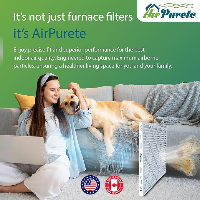 20x20x1 Air Filters | AirPurete AP-3M20201 HVAC AC Furnace Air Filters | Actual Size: 19.50" x 19.50" x 0.75" | MERV 8, MPR 600 (Pack of 12)