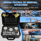 SINOCMP Hydraulic Pressure Gauge Test Kit with 3 Gauges 25/40/60MPa, 16 Straight Connectors, 3 Tee Connectors, 3 Test Hoses 64.5IN, Construction Machinery Excavator Hydraulic Tester Kit