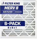 Filter King 8x8x1 Air Filter | 6-PACK | MERV 8 HVAC Pleated A/C Furnace Filters | MADE IN USA | Actual Size: 8 x 8 x .75"