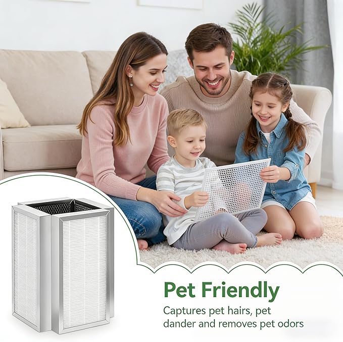 M50 Premium H13 True Hepa Filter Replacement Compatible with Air Purifer Model 50, 3-Stage Filtration System， Pre-Filter, True HEPA H13, and Activated Carbon,2 Pack