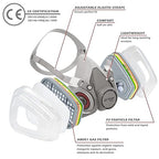 AirGearPro M-500 ABEK1-P2 Reusable Respirator Mask | Anti-Dust Gas mask Ideal for Spray Painting, Sanding, Building work, Chemical, DIY and more.