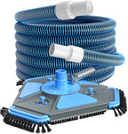 UIRWAY Upgrade Pool Vacuum Head with Side Brush & 360° Swivel Cuff, 1-1/2" x 30 Ft Heavy Duty Manual Kink-Resistant Vacuum Hoses, Weighted Triangular Shape for Inground & Above Ground Pool(No Pole)