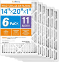 LotFancy 14x20x1 Air Filter MERV 11 6-Pack, Electrostatic Pleated AC Furnace Air Filter, Captures Dust, Smog & Pet Dander, Actual Size: 13.75"x19.75"x0.75"