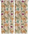 2 Panel Kitchen Cafe Curtains, Desert Camels Sunlight Filtering Nature Air Through, Home Decor Window Covering Tier Curtains for Living Room 104W x 96L inch Vintage Sand Animals Aloe Vera Leaves Beige