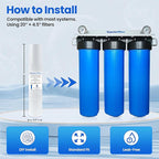 10 Micron Sediment Filter - Whole House Water Filter Cartridge - 4.5 x 20-inch Replacement - Compatible with All Whole House Water Filter System - (20 X 4.5, 1 Count)