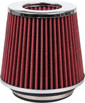Cartman Clamp-On Engine Air Filter, Fit Intake Tube with 3/3.5/4in Diameter, Premium High Performance Replacement Filter, Washable and Reusable, Round Tapered, Red