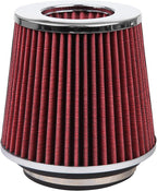 Cartman Clamp-On Engine Air Filter, Fit Intake Tube with 3/3.5/4in Diameter, Premium High Performance Replacement Filter, Washable and Reusable, Round Tapered, Red