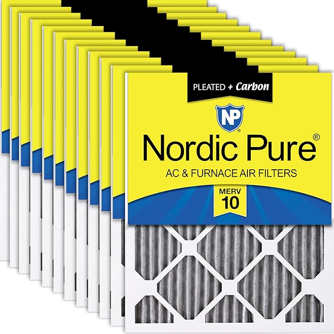 Nordic Pure 12x24x1 (Actual Size: 11 1/2 x 23 1/2 x 3/4) Furnace Air Filters MERV 10 Pleated Plus Carbon 12 Pack