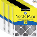 Nordic Pure 20x25x1 (19 1/2 x 24 1/2 x 3/4) Furnace Air Filters MERV 10 Pleated Plus Carbon 12 Pack