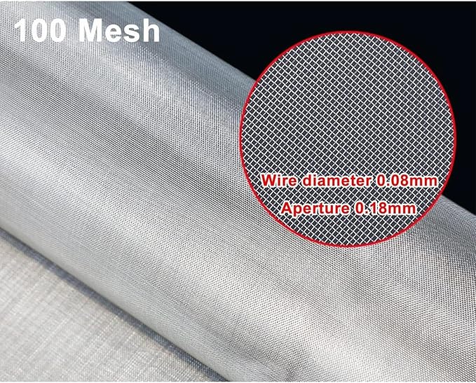 Stainless Steel Woven Wire Mesh 100 Mesh Sheet, 304 Stainless Steel Wire Cloth, Fine Metal Filter Mesh Panel, Home Commercial Use, Easy Cut to Size