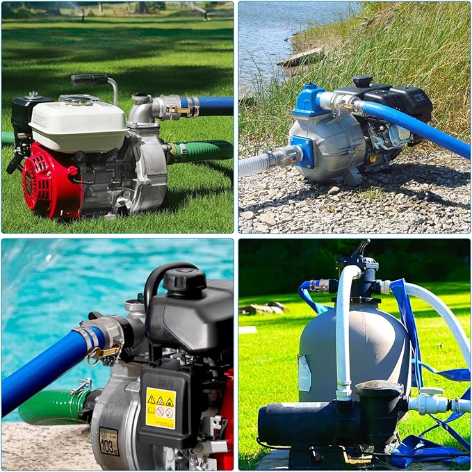 1.5" x 100 Ft Discharge Hose, Heavy Duty PVC Lay Flat Water Backwash Hose,Durable Pool Drain Hose with Aluminum CE Fittings for Water Pump And Filters