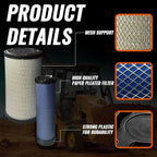 2PCS Air Filters Set P828889-P829333 For Donaldson, Caterpillar Cat Backhoe, Wix, John Deere, Case and Baldwin 110-6326 110-6331 AT171853 AT171854 46562 46569 RS3544 RS3545 222421A1 222422A1