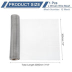 uxcell 12 Mesh 118" x 12" Woven Wire Mesh, 304 Stainless Steel Air Vent Filter Screen, Window Screen Mesh for DIY Projects Vents Cover Filtration Animals Fence