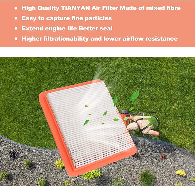 TIANYAN 17211-Z8B-901 Air Filter for Honda GCV160LAO GCV190LA GC190LA HRR216 HRB216 HRB217 HRC216 HRS216 HRT216 HRZ216 HRX217 EB2800I EG2800I Generator Lawn Mower Air (2 pcs)