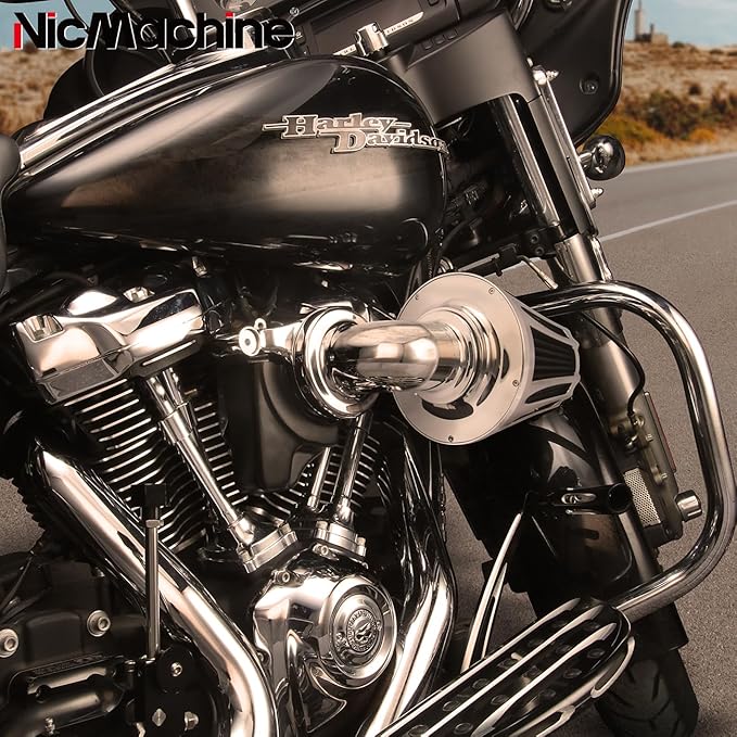 Big Sucker cone Air filter intake for harley air Cleaner Sportster Softail fatboy heritage dyna touring street road king Glide (Deep style -Chromed, TypeD : Touring M8 17-UP, Softail 18-UP)